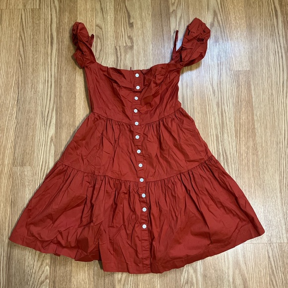 Staud Elio Cotton Minidress in Orange Size 6 - Picture 3 of 10